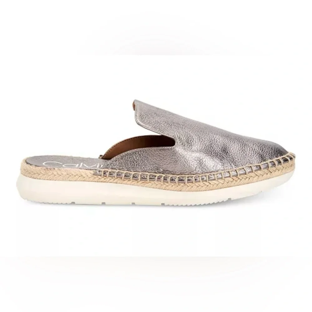 Calvin Klein Slicer Leather Verie Espadrille Style Mules NWOB Sz 8.5.
